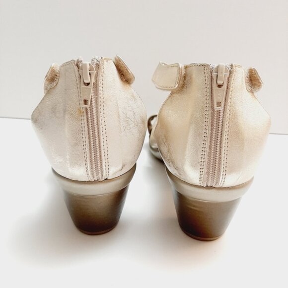NAOT | Strappy Open Toe Low Heel Shoes Genuine Leather Metallic Champagne Sz 9 - Picture 8 of 16